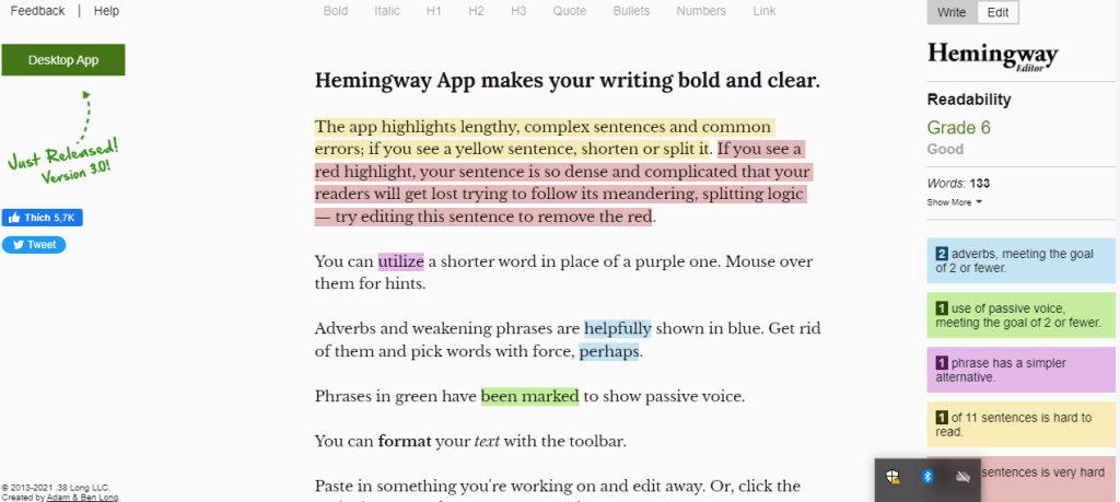  Công cụ Hemingway App cải thiện khả năng viết bài