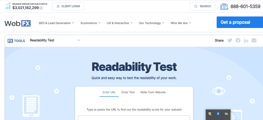 Công cụ WebFX Readability đánh giá khả năng đọc hiểu content