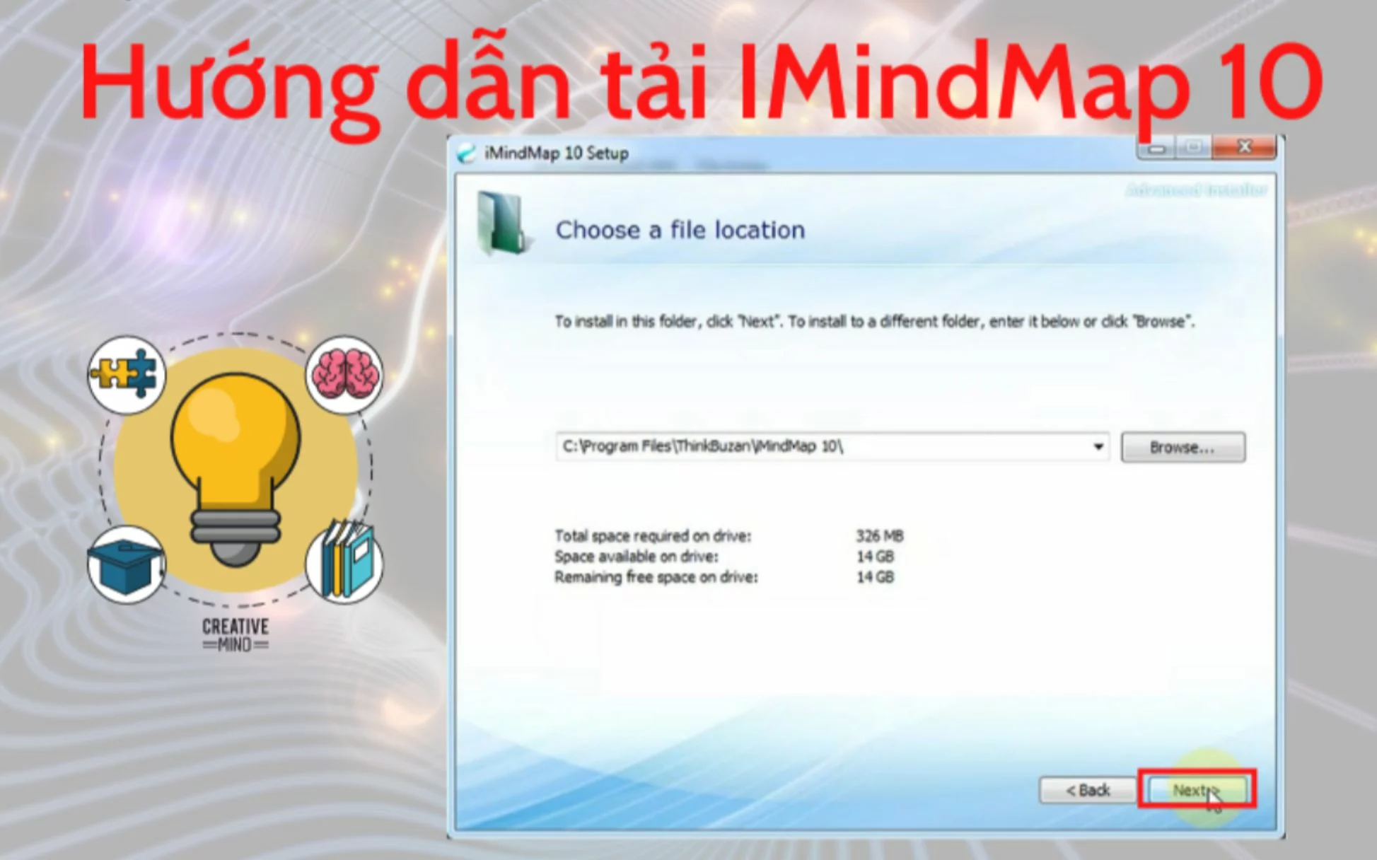 Bảng Setup, click chuột chọn “Next” 